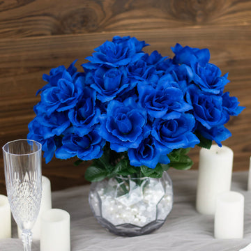 Elegant Royal Blue Artificial Silk Rose Flowers for Stunning Event Decor