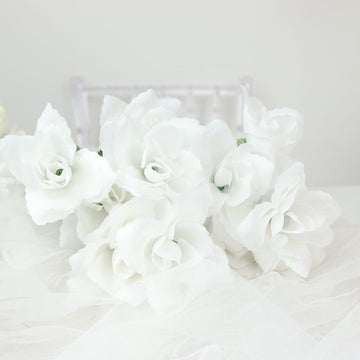 White Artificial Premium Silk Blossomed Rose Flowers for Stunning Event Decor
