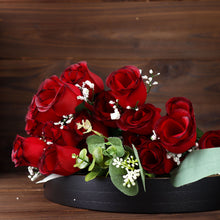 12 Bushes Of Red & Black Rose Bud Flower Bouquets Artificial Premium Silk