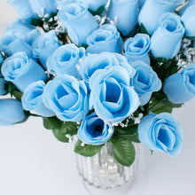 12 Bushes Of Baby Blue Rose Bud Flower Bouquets Artificial Premium Silk