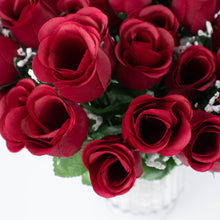 12 Bushes Of Burgundy Rose Bud Flower Bouquets Artificial Premium Silk#whtbkgd