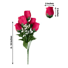 12 Bushes Artificial Premium Silk Rose Bud Flower Fuchsia Bouquets