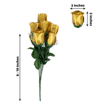 12 Bushes Artificial Premium Silk Rose Bud Flower Gold Bouquets