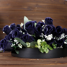 12 Bushes Of Navy Blue Rose Bud Flower Bouquets Artificial Premium Silk
