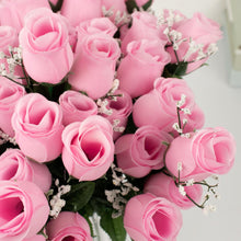Silk Premium Pink Rose Bud Artificial Flowers Bouquets 12 Bushes#whtbkgd