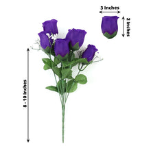 12 Bushes Artificial Premium Silk Flowers Rose Buds Bouquets In Purple