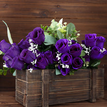 Silk Premium Purple Rose Bud Artificial Flowers Bouquets 12 Bushes