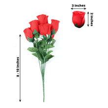 12 Bushes Artificial Premium Silk Flowers Rose Buds Bouquets In Red