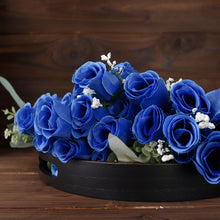 12 Bushes Of Royal Blue Rose Bud Flower Bouquets Artificial Premium Silk