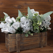 12 Bushes Of Silver Rose Bud Flower Bouquets Artificial Premium Silk