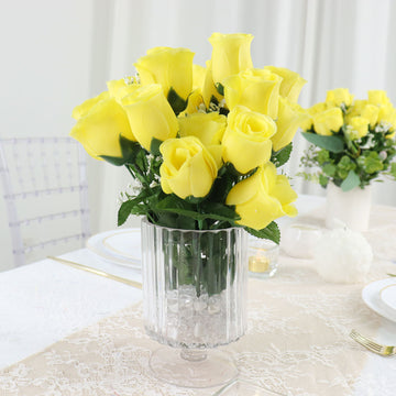 Brighten Up Your Event with Yellow Artificial Silk Flower Rose Buds