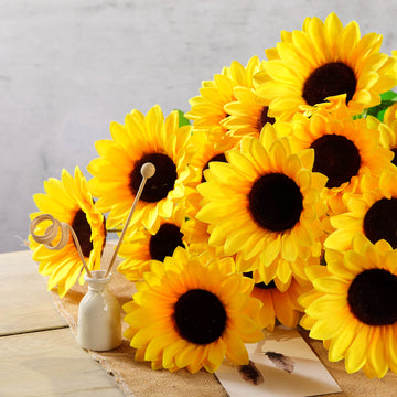 Bring the Joy of Sunshine with Yellow Blossoming Faux Silk Sunflowers