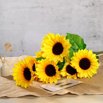 Create a Lively Atmosphere with Big Yellow Decorative Silk Sunflowers