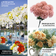 4 Bushes Of Burgundy 56 Flowers Chrysanthemum Artificial Silk Bouquets