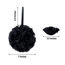 Pack Of 2 Black Artificial Silk Rose Flower Kissing Balls 7 Inch