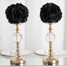 7 Inch Black Artificial Silk Rose Flower Kissing Balls 2 Pack
