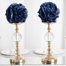 7 Inch Navy Blue Artificial Silk Rose Flower Kissing Balls 2 Pack