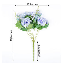 2 Bushes of Silk Dahlia Bouquet Artificial Flowers in Dusty Blue Color