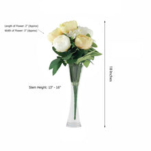 2 Bushes Artificial White & Yellow Peony & Hydrangea Flower Silk Bouquet 