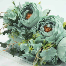 2 Bush | Turquoise Artificial Silk Peony, Rose & Hydrangea Flower Bouquet#whtbkgd