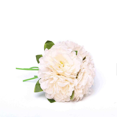 White artificial peony bouquet on a plain background