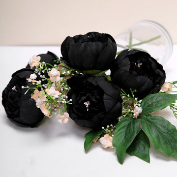 Create Stunning DIY Craft Projects with Black Artificial Silk Peony Flower Heads