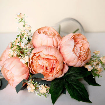 Create Stunning Event Decorations with Peach Artificial Silk Peony Flower Heads