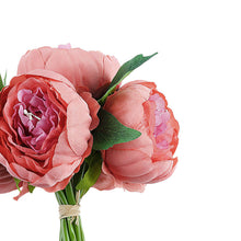 5 Artificial Silk Peony Flower Head Spray Bouquet in Dusty Rose Color#whtbkgd