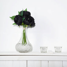 5 Artificial Silk Black Peony Flower Head Spray Bouquet