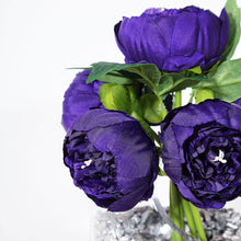 5 Artificial Silk Peony Flower Head Spray Bouquet in Purple Color 