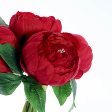 5 Flower Head Red Peony Bouquet | Artificial Silk Peonies Spray#whtbkgd