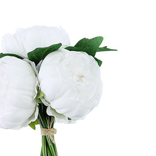 5 Artificial Silk Peony Flower Head Spray Bouquet in White Color#whtbkgd
