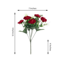 4 Bushes Artificial Silk Peony Flower Red Bouquet Arrangement