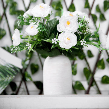 Captivating White Artificial Silk Peony Flower Bushes
