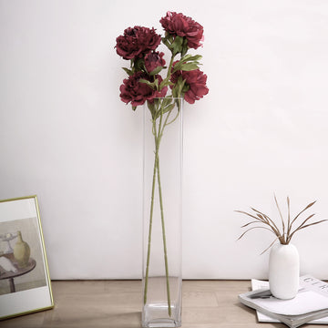 Burgundy Artificial Silk Peony Flower Bouquets for Stunning Event Decor