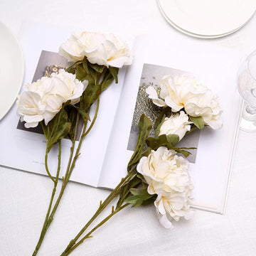 Create a Timeless Event with Ivory Artificial Silk Peony Flower Bouquets