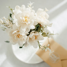 Artificial 11 Inch Cream Silk Peony Bouquet Arrangement Of 3 Bushes