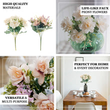 11 Inch Cream Peony Bouquet In Artificial Silk 3 Bushes