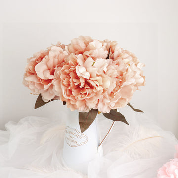 Elegant Dusty Rose Artificial Silk Peony Flower Bouquets