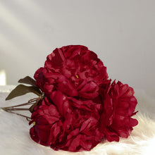 17 Inch 2 Burgundy Peony Flower Bushes With Artificial Silk