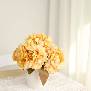 Elevate Your Event with Gold Artificial Silk Peony Flowers