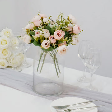 Add Elegance to Your Event with Blush Mini Ranunculus Silk Flower Arrangements