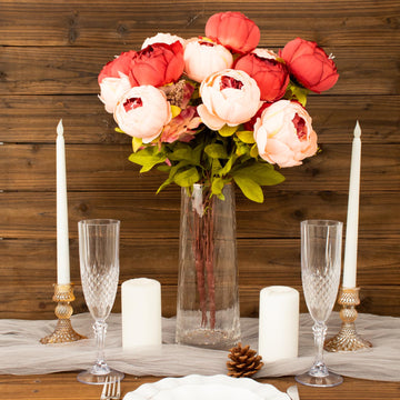 Enhance Your Wedding Decor with Burgundy / Dusty Rose Artificial Peony Flower Bouquets