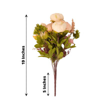 Silk Faux Peony Flowers In Cream And Blush Rose Gold, 2 Pack, 19 Inches