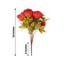19 Inch - Faux Red Silk Peony Flower Wedding Bouquets - Pack of 2