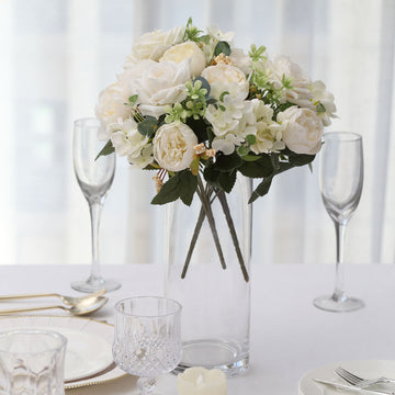 Elegant Ivory Artificial Peony Flower Bouquets for Stunning Event Décor