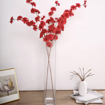 Enhance Your Décor with Vibrant Red Artificial Silk Carnation Flower Stems