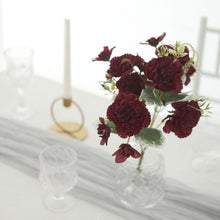 14 Inch Burgundy Artificial Carnation Silk Flower Bouquet 3 Pack