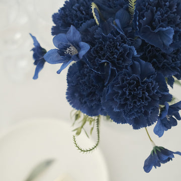 Realistic Navy Blue Artificial Carnation Bushes for Effortless Beauty