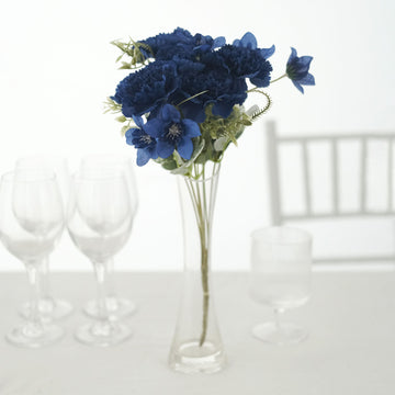 Add Elegance to Any Setting with Navy Blue Artificial Silk Carnation Flower Bouquets